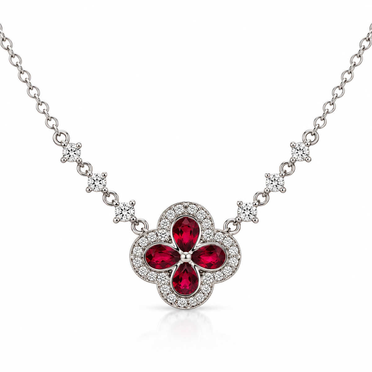 0.75ctw Ruby & 0.40ctw Diamond Pendant in 14K White Gold