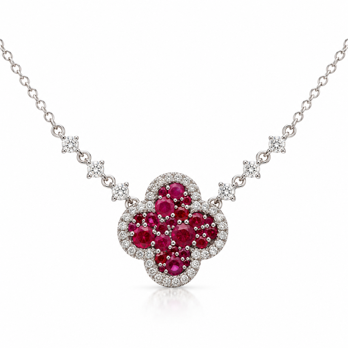 Nimbus 0.65ctw Ruby & 0.45ctw Diamond Pendant in 14K White Gold