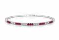 White Gold Lab-Grown Ruby and Diamond Flexi Bangle