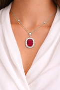 Platinum and Yellow Gold Ruby and Diamond Pendant