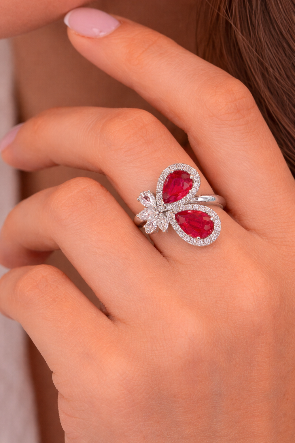 Palladium & 18K White Gold Ruby And Diamond Ring