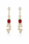 Yellow Gold Lab-Grown Ruby and Diamond Drop Earrings