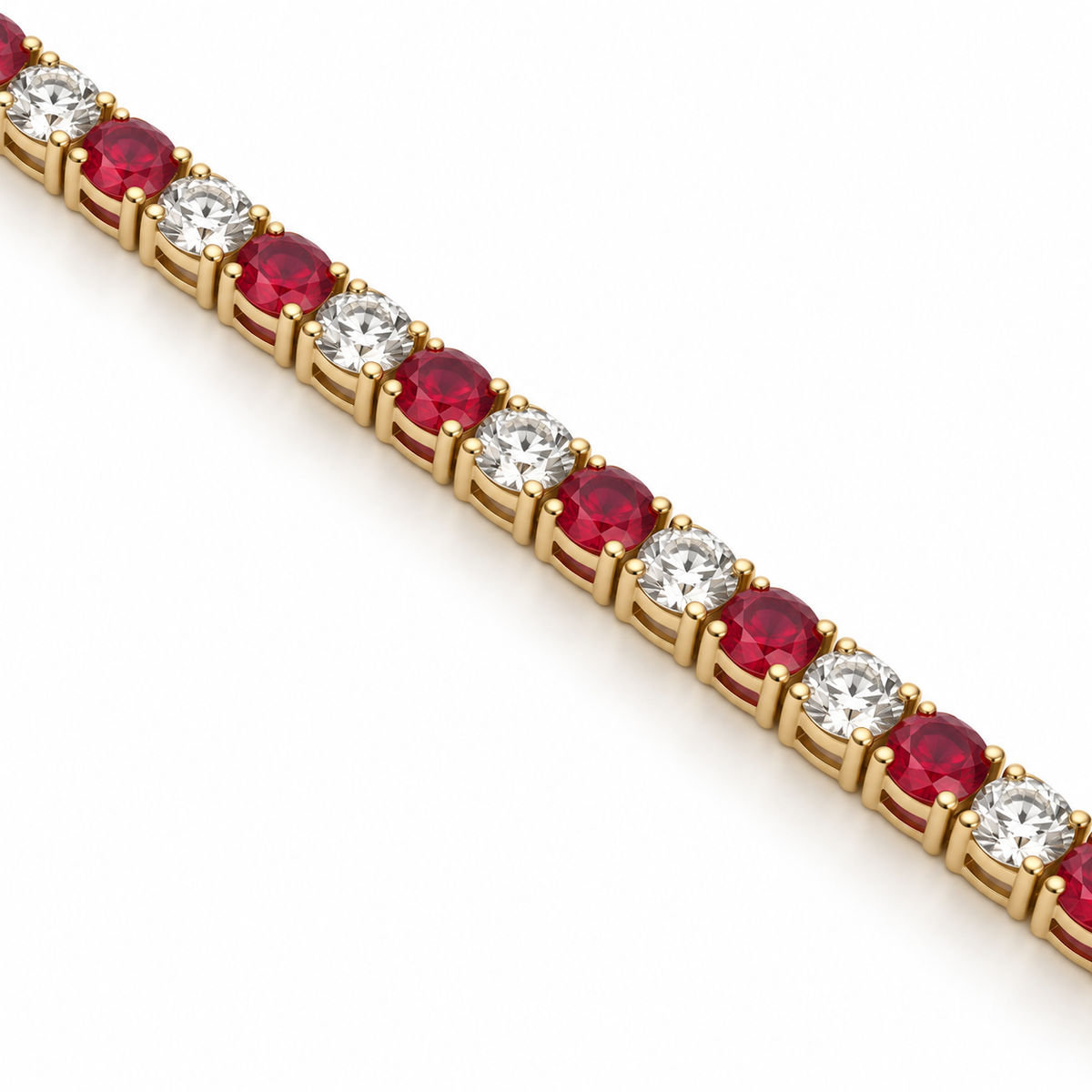 5.42ctw Diamond & Ruby Tennis Bracelet in 14K Yellow Gold