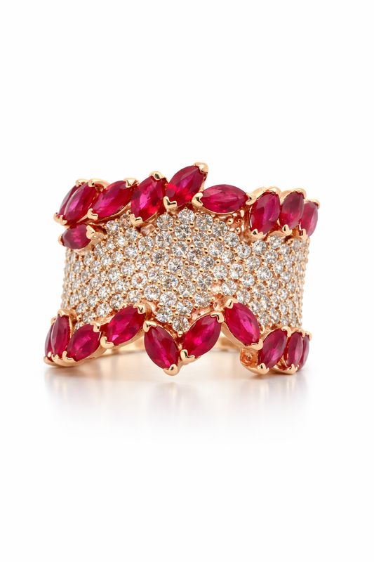Rose Gold Ruby and Diamond Fashion Ring
