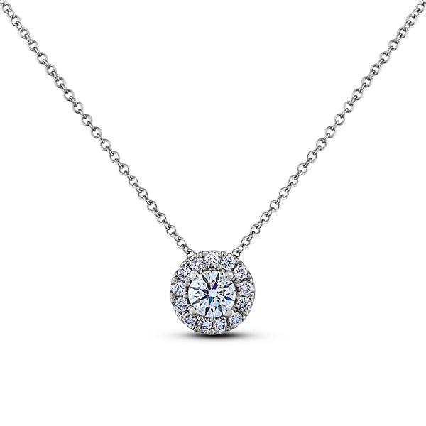 18K White Gold Forevermark Diamond Halo Pendant (.38ctw)