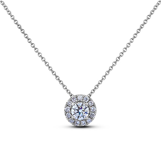 18K White Gold Forevermark Diamond Halo Pendant (.38ctw)