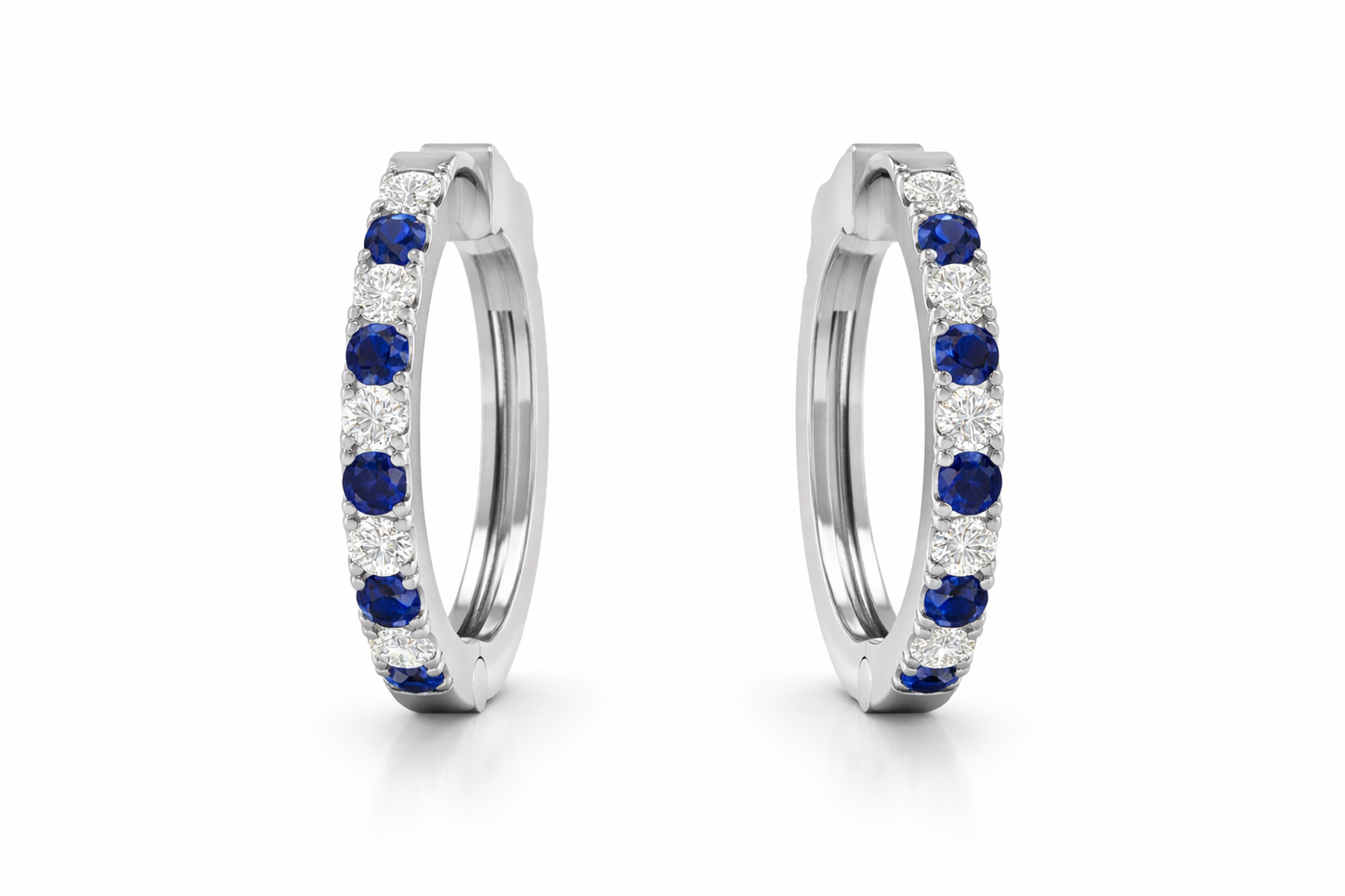 White Gold Sapphire and Diamond Huggies