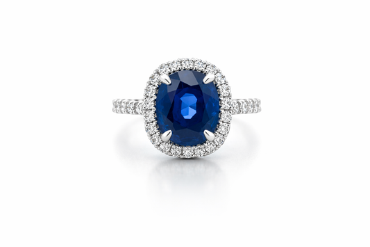 White Gold Sapphire and Diamond Ring