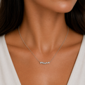 White Gold Lab-Grown Diamond Scatter Bar Necklace