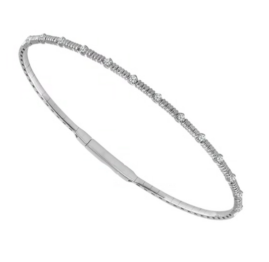 14K White Gold Flexi Diamond Bangle (.20ctw)