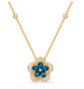Yellow Gold Sapphire & Diamond Flower Pendant