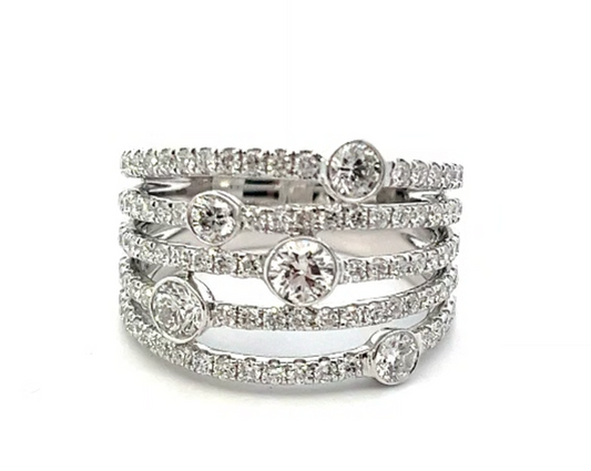 18K White Gold Diamond Bubble Ring (1.49ctw)