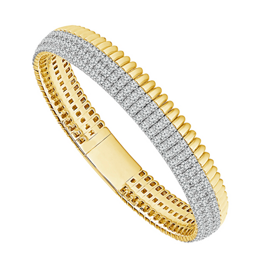 14K Yellow And White Gold Flexi Fashion Bangle (8ctw)