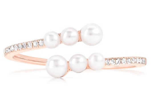 Rose Gold Diamond and Pearl Fashion Ring