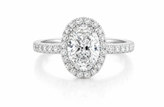 White Gold .70ct Oval Diamond Halo Engagement Ring