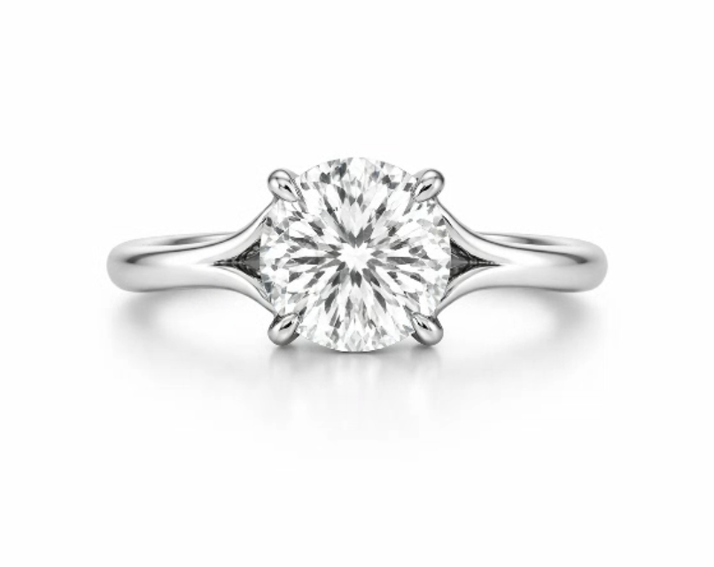 1.51 CT Forevermark Round Diamond Split Shank Solitaire Engagement Ring in 18K White Gold