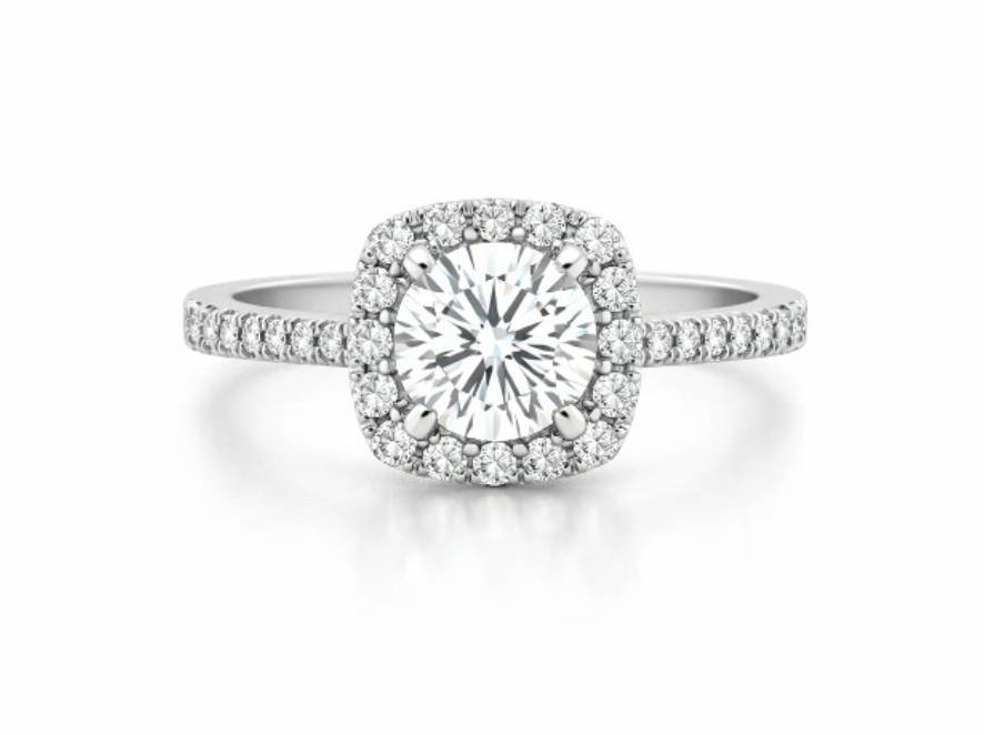 1.36 CTW Forevermark Center of My Universe Cushion Halo Diamond Engagement Ring in Platinum