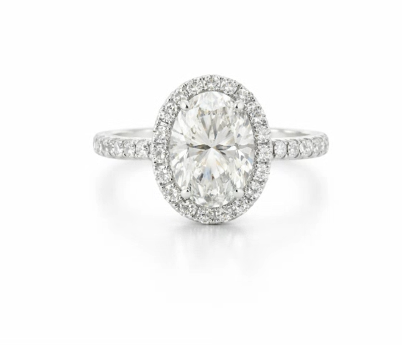 2.62 CTW Oval Lab Grown Diamond Halo Engagement Ring in 14K White Gold