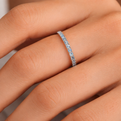 White Gold Pave Blue Topaz Stackable Ring