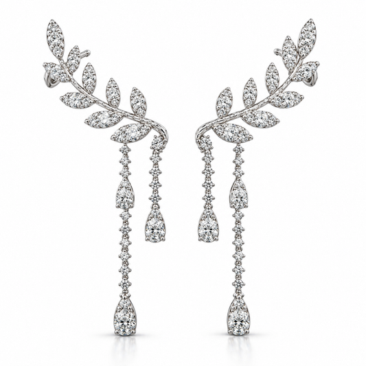 5.90ctw Diamond Vine Ear Climbers with Cascading Drops