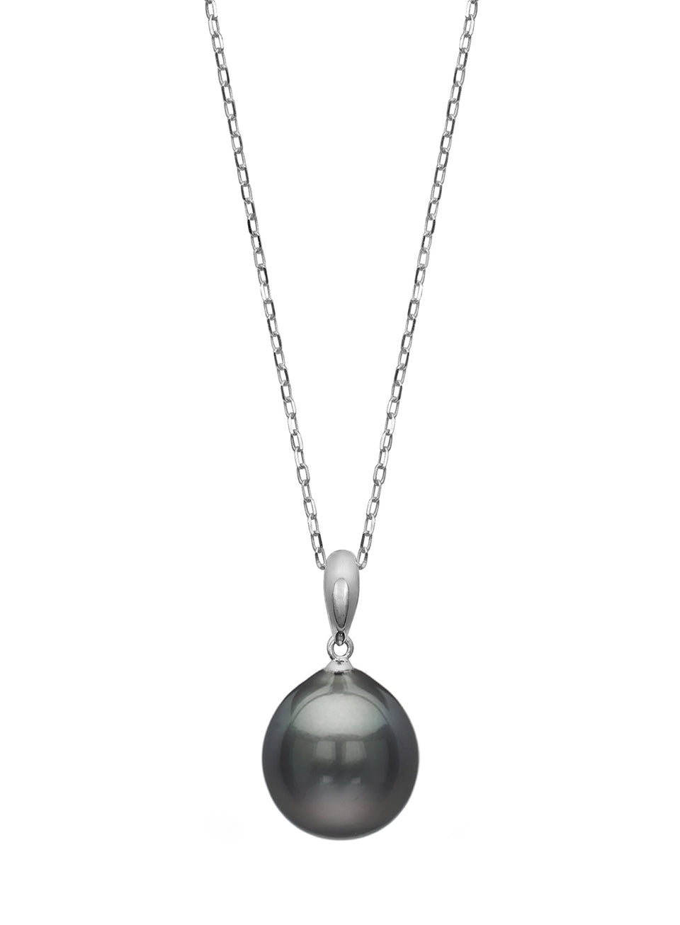 14K White Gold Tahitian Pearl Necklace (9-10MM)