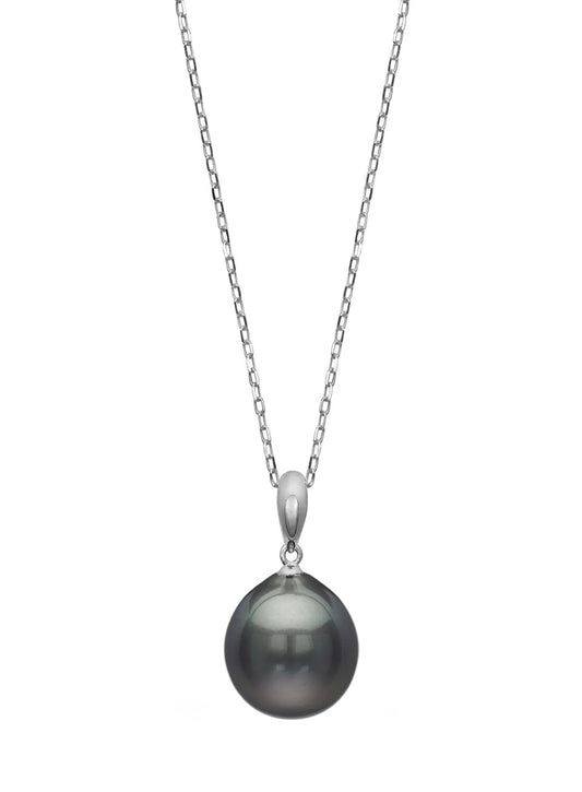 14K White Gold Tahitian Pearl Necklace (9-10MM)