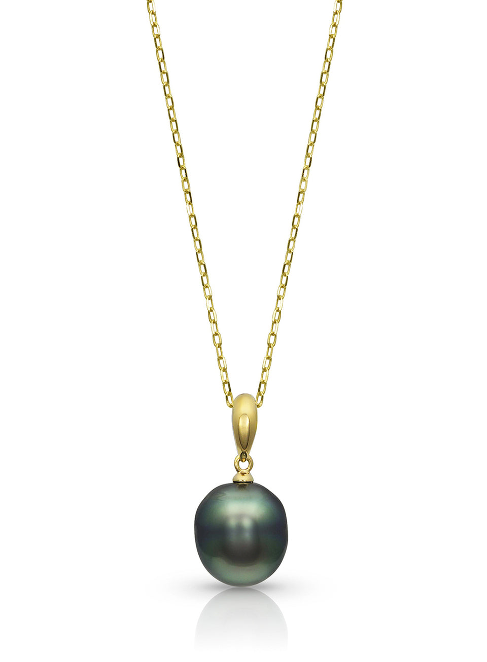 14K Yellow Gold Tahitian Pearl Necklace 