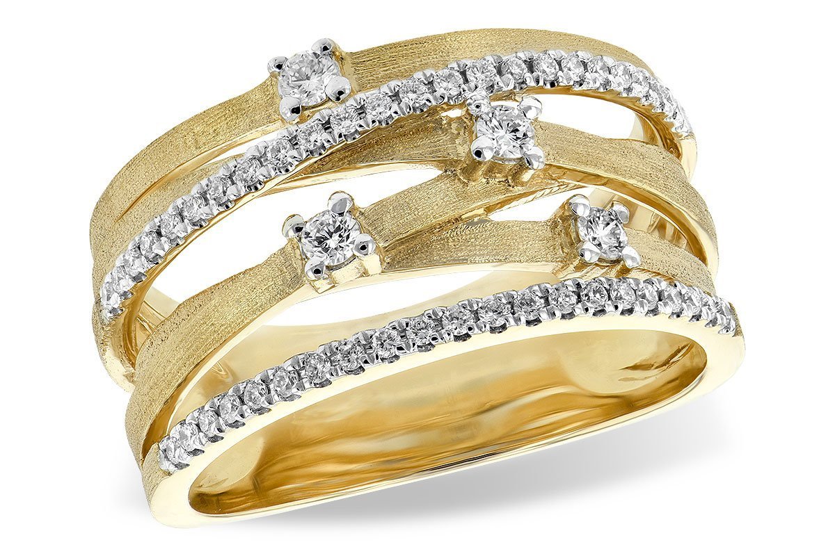 14K Yellow Gold Criss Cross Diamond Fashion Ring (.37ctw)