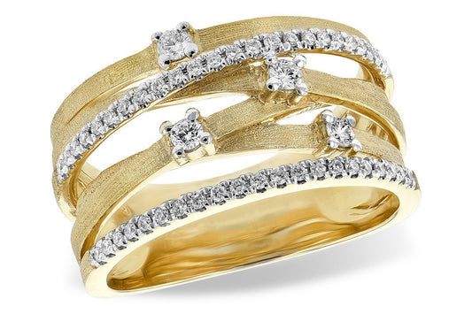 14K Yellow Gold Criss Cross Diamond Fashion Ring (.37ctw)