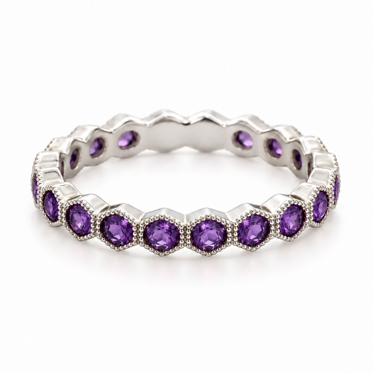 14K White Gold Amethyst Ring – 0.85ctw