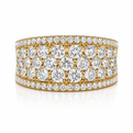 Yellow Gold Wide Multi Row Pave Diamond Statement Ring