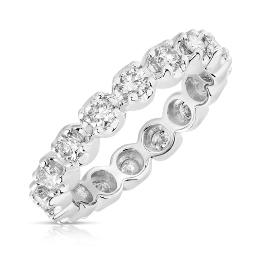 14K White Gold Round Diamond Eternity Ring (1.52ctw) 