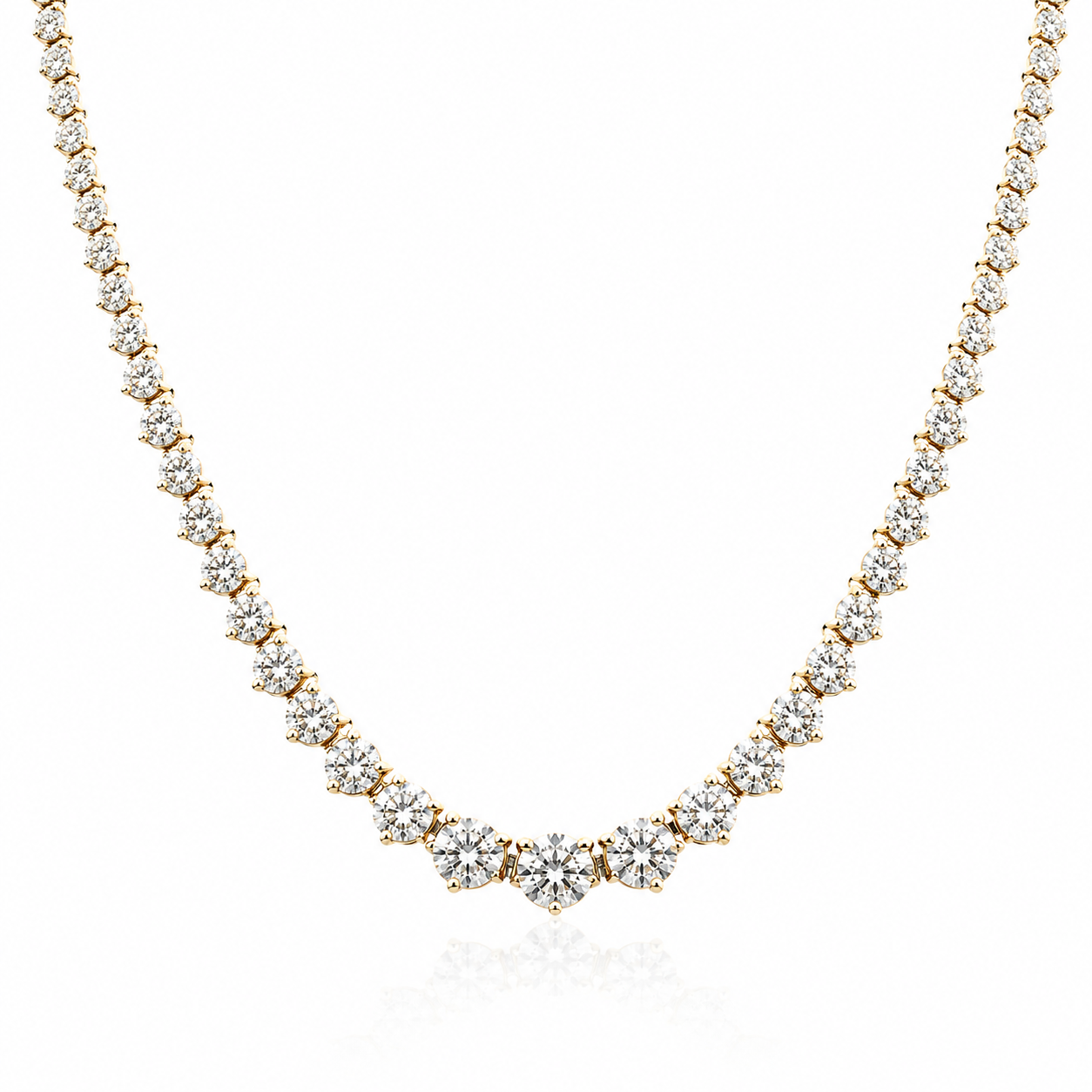 Yellow Gold 10ctw Graduating Diamond Riviera Necklace