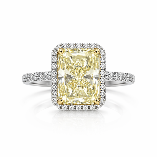 Yellow and White Gold Lab-Grown Yellow Diamond Engagement Ring