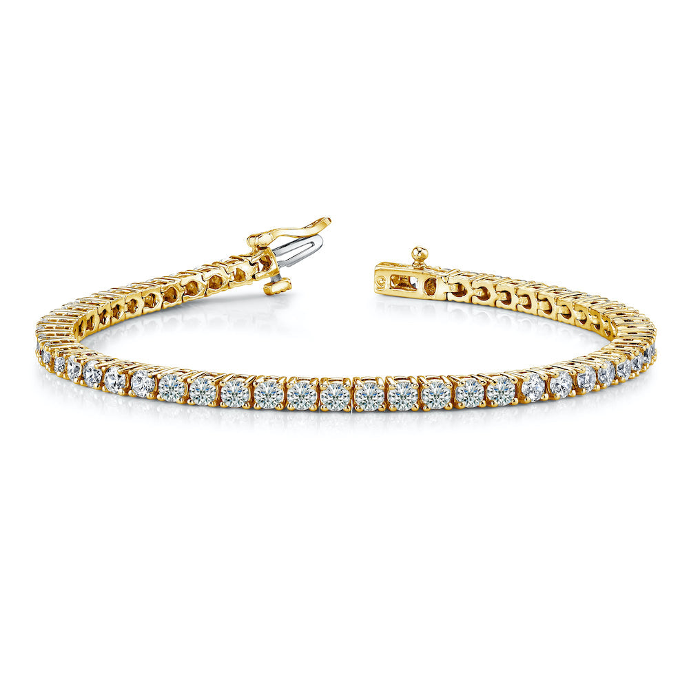 Yellow Gold Classic Tennis Bracelet With Round Brilliant Diamonds