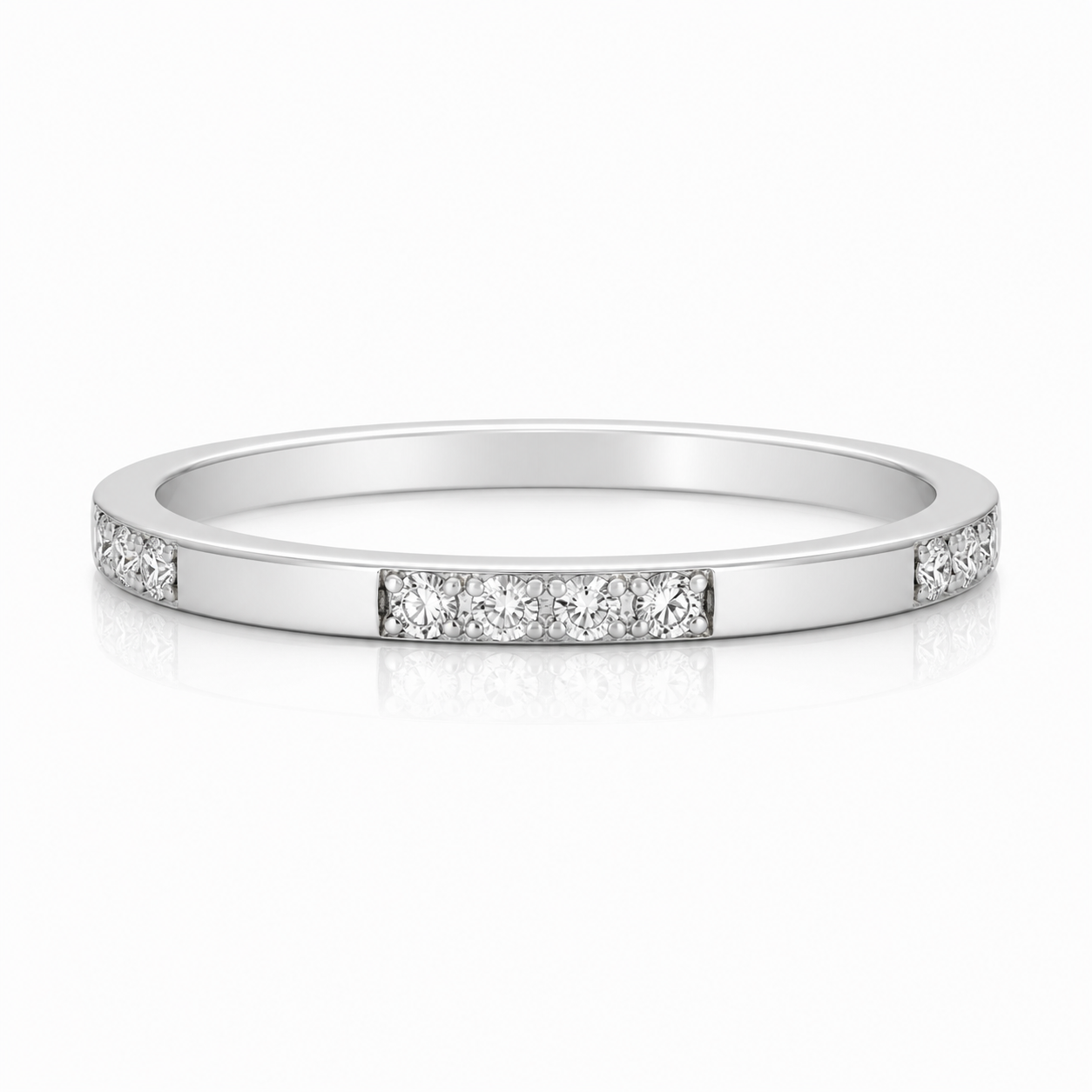 White Gold Diamond Bar Stackable Ring