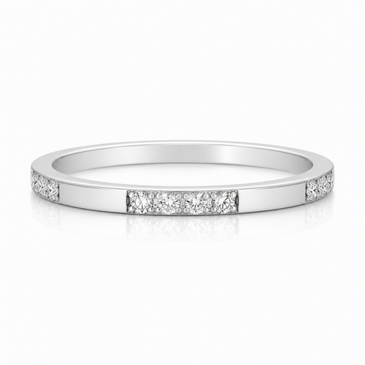 White Gold Diamond Bar Stackable Ring