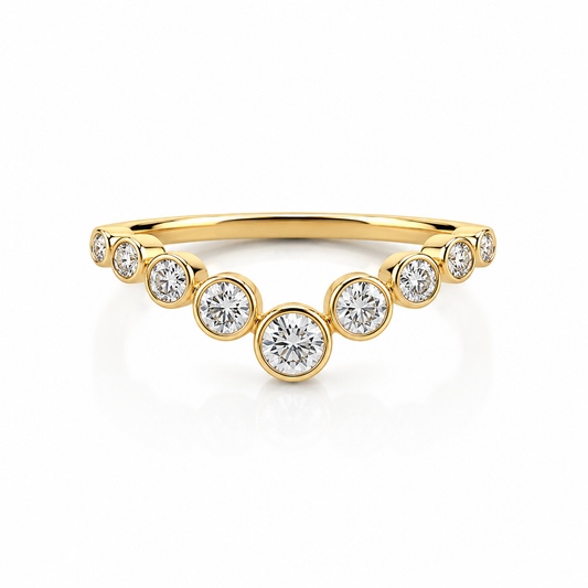Yellow Gold Lab-Diamond Bezel Chevron Ring