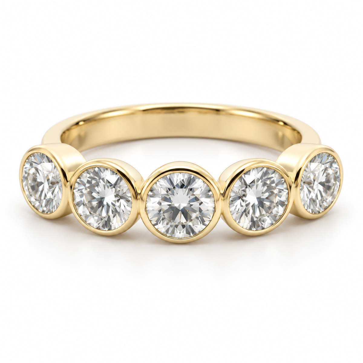 2.55 CTW Bezel Set Round Lab Grown Diamond Wedding Band in 14K Yellow Gold