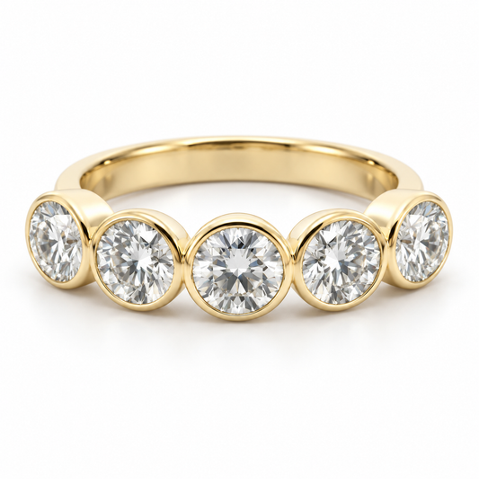 2.55 CTW Bezel Set Round Lab Grown Diamond Wedding Band in 14K Yellow Gold