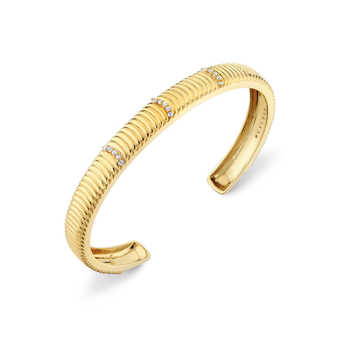 Auravie Ribbed Diamond Bangle