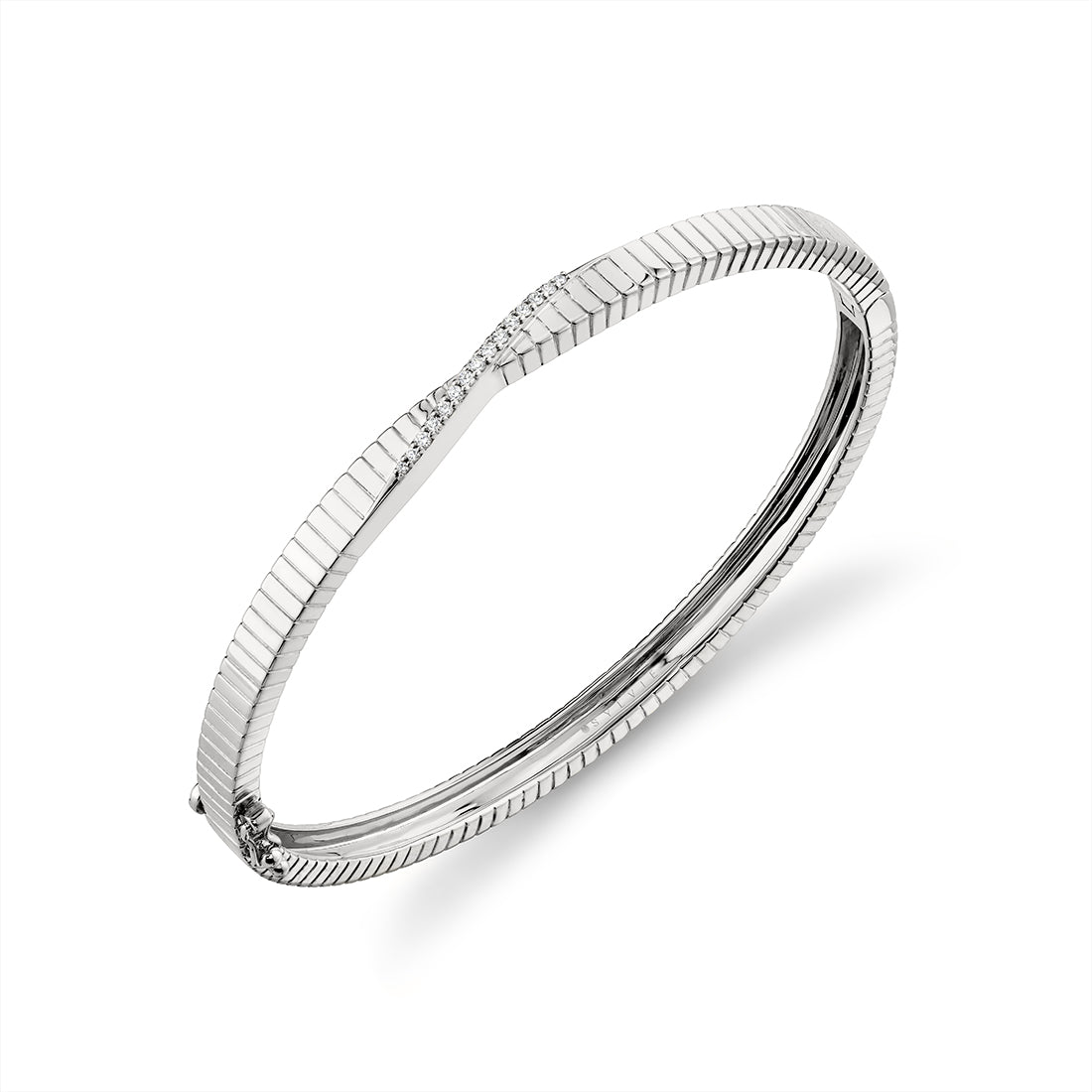 Lineaire Fine Line Crossover Diamond Bangle