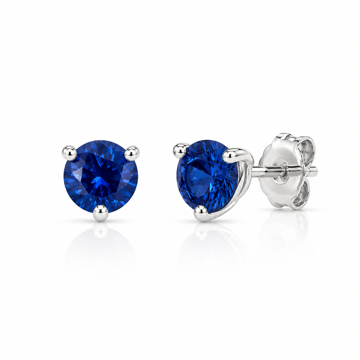 White Gold Blue Sapphire Studs