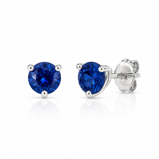 White Gold Blue Sapphire Studs