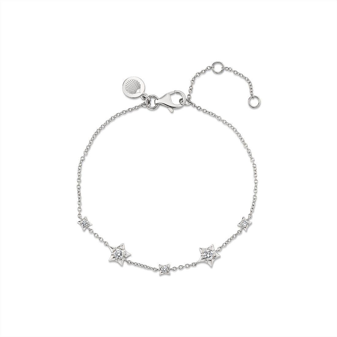 Solaz Spaced Diamond Star Shapes Bracelet