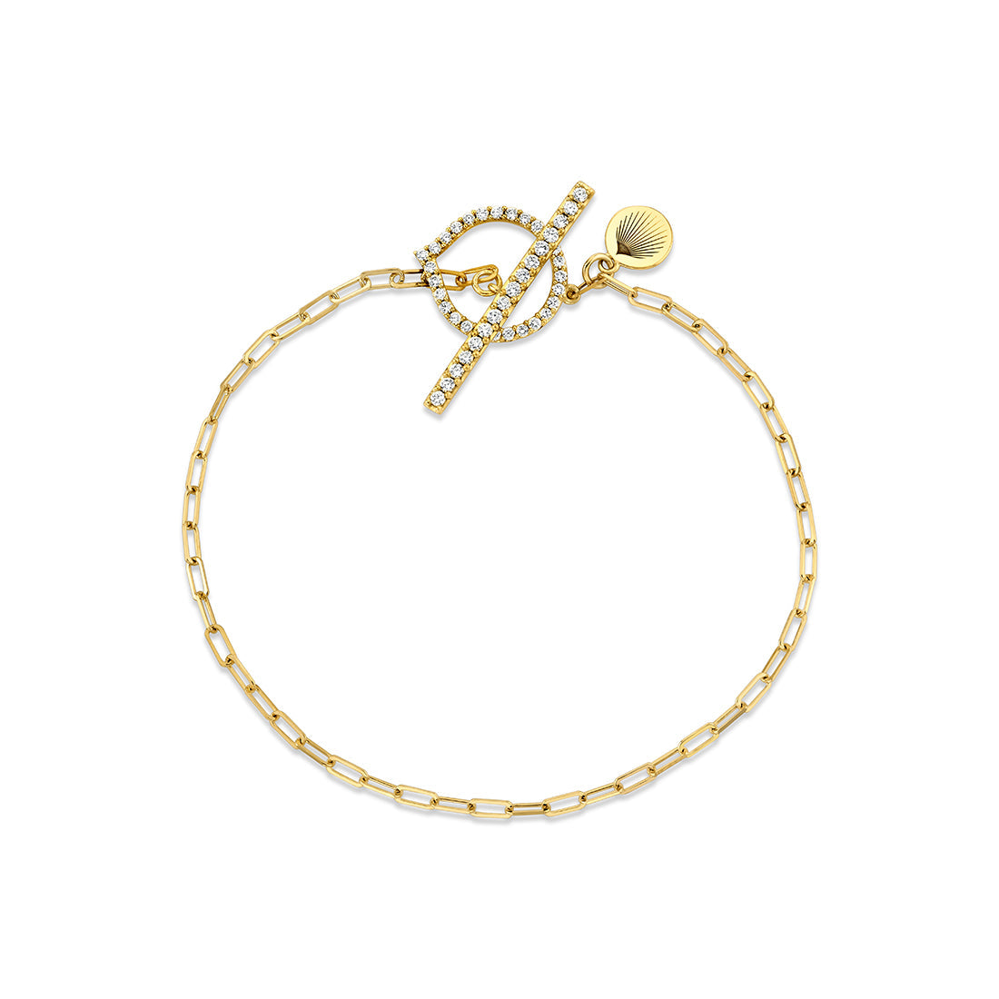 Shell Heritage Paperclip Diamond Toggle Bracelet
