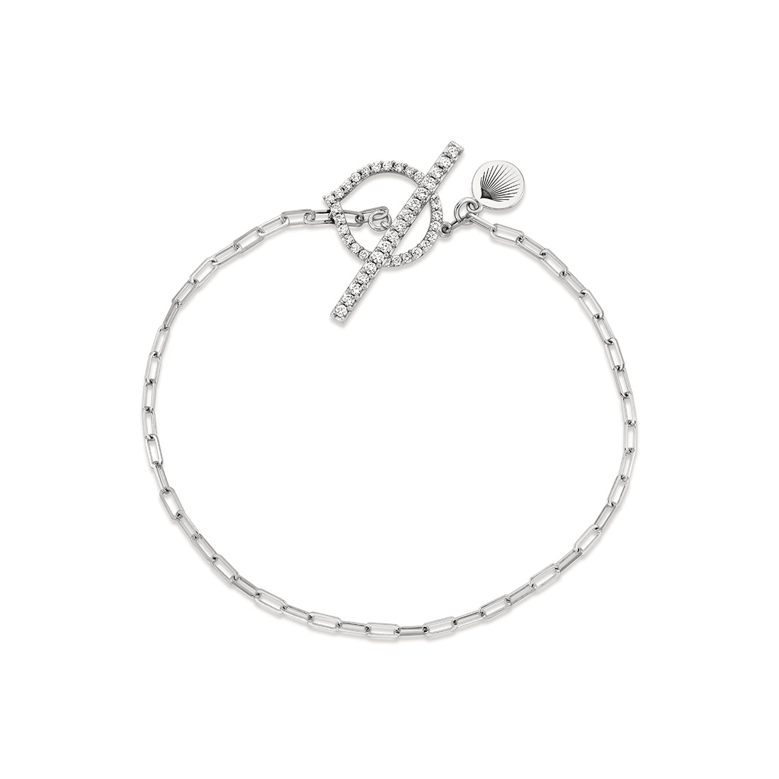 Shell Heritage Paperclip Diamond Toggle Bracelet