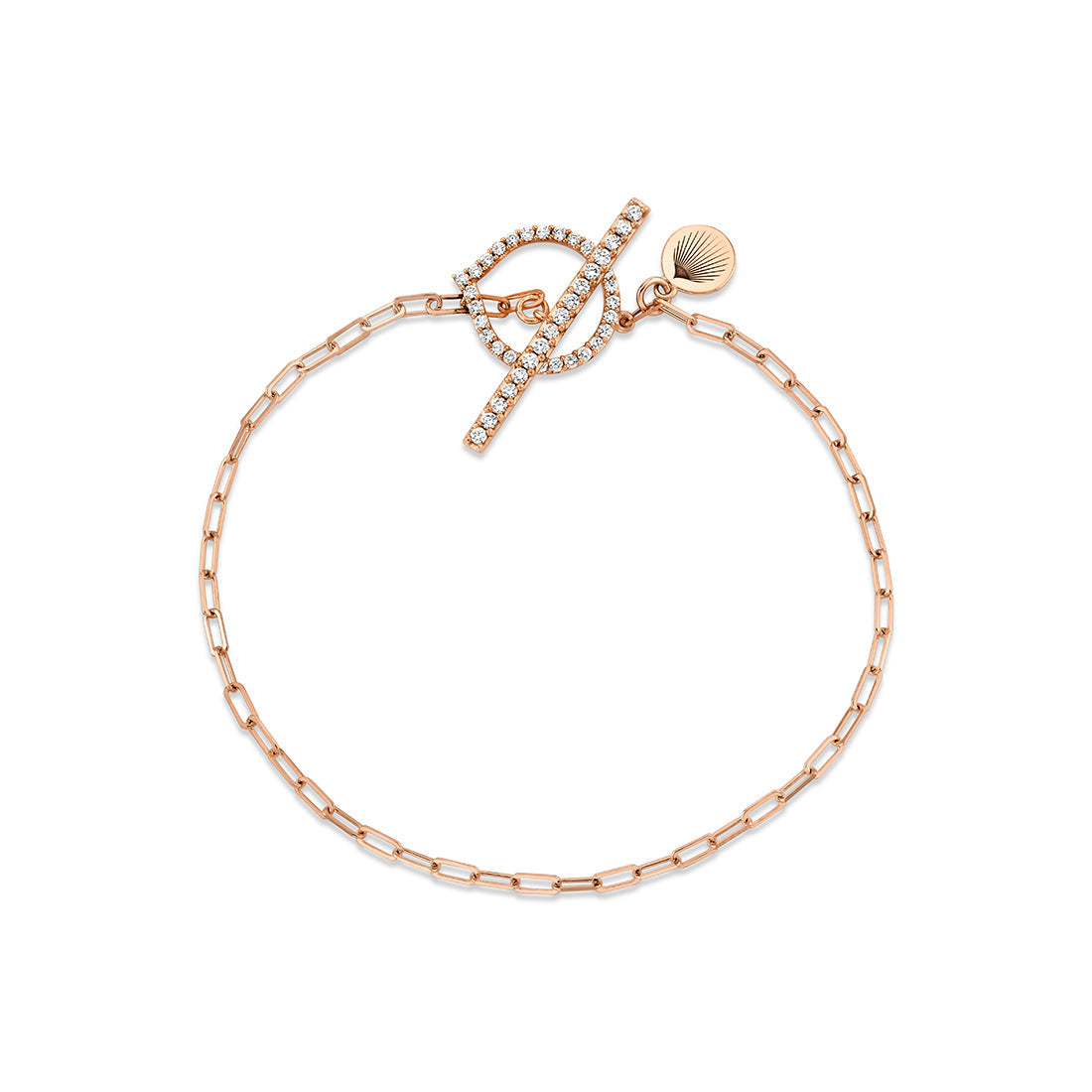 Shell Heritage Paperclip Diamond Toggle Bracelet