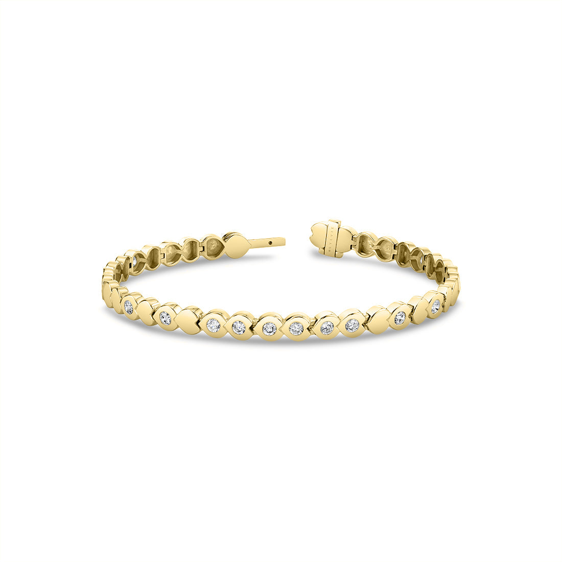 Shell Shape Spaced Bezel Diamond Bracelet