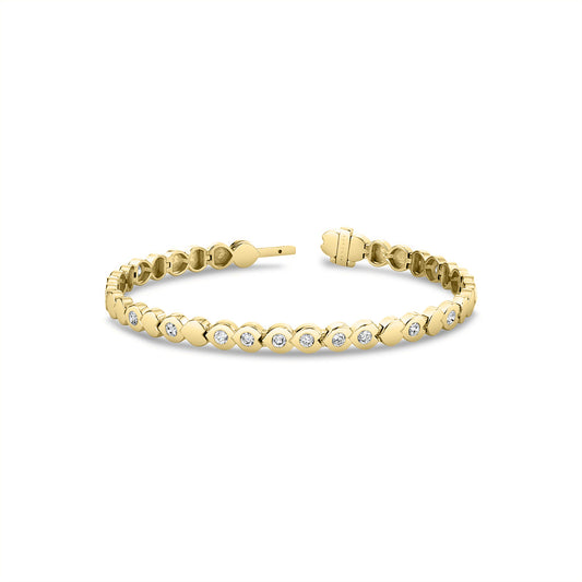 Shell Shape Spaced Bezel Diamond Bracelet